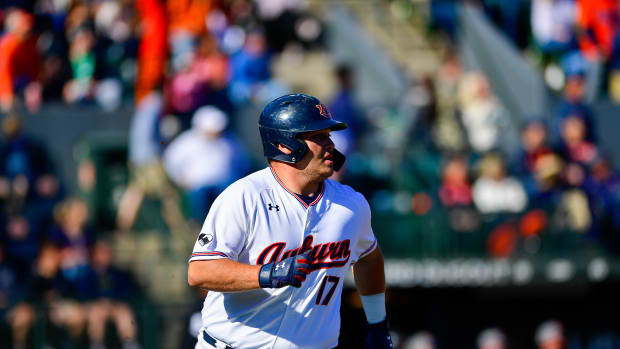 Sonny DiChiara hits a home run against Vanderbilt.
